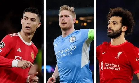 Ronaldo tranh giải thưởng với De Bruyne, Salah