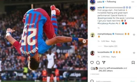 Sao Arsenal thán phục cú hat-trick của Aubameyang cho Barca