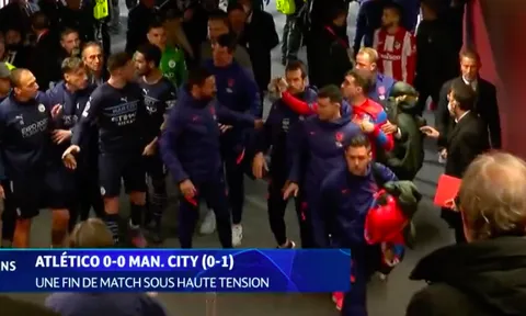 SỐC: Sao Atletico hung hăng, đòi tẩn nhau với cả đội Man City trong đường hầm