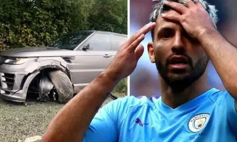 SỐC! Aguero gặp tai nạn trên đường đến sân tập, xe vỡ nát
