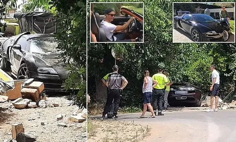 Siêu xe Bugatti Veyron 1,7 triệu bảng của Ronaldo te tua vì tai nạn