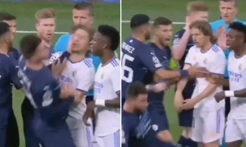 Trung vệ Man City đấm vào mặt Modric rồi ăn vạ
