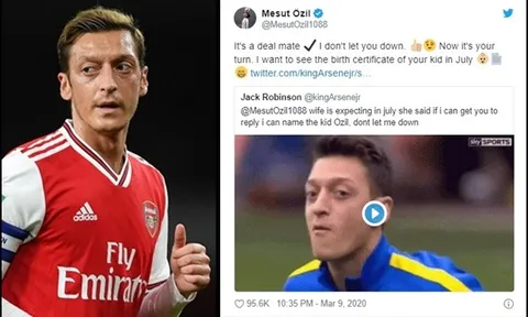 Fan Arsenal muốn đặt tên con là Ozil, ‘chính chủ’ lập tức lên tiếng