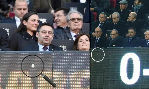 Huy hiệu Real Madrid bất ngờ tìm đến trước ghế chủ tịch Barca