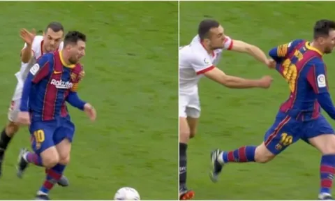 "Năm lần bảy lượt" túm áo Messi, sao Sevilla nhận cái kết đắng