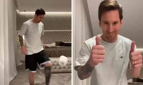 Bị Xavi thách thức, Messi liền trổ tài trên MXH