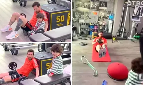 Buổi tập của Messi tan tành nhờ "sự giúp đỡ" nhiệt tình từ cậu út