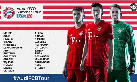 NÓNG: Bayern công bố đội hình du đấu hè, đầy đủ hảo thủ góp mặt