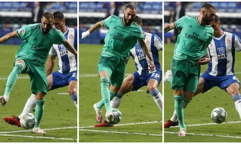Benzema tái hiện cú giật gót kinh điển của Guti, Real gieo rắc nỗi buồn cho xứ Catalunya