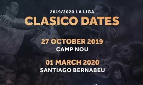 Công bố thời gian diễn ra trận El Clasico tại La Liga 2019/20
