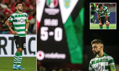 Đá trận cuối, Bruno Fernandes khóc nức nở khi Sporting thảm bại