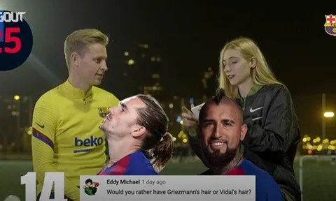 De Jong chọn kiểu tóc giữa Griezmann và Vidal