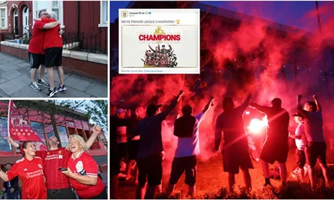 Toàn cảnh màn ăn mừng hoành tráng từ các CĐV Liverpool tại xứ sương mù