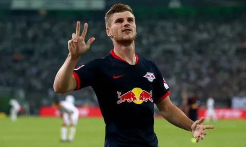Lập hattrick, Timo Werner cùng đội nhà chiếm ngôi Dortmund