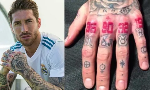 Bạn đã biết ý nghĩa những hình xăm trên ngón tay của Ramos?