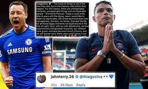 Thiago Silva nói lời chia tay PSG, John Terry lập tức làm 1 điều