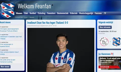 Trang chủ SC Heerenveen nói điều đặc biệt về Văn Hậu sau trận đấu của ĐT Việt Nam