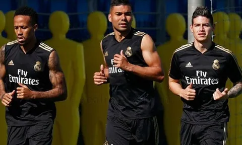Video Casemiro, James Rodriguez và Eder Militao trở lại tập luyện ở Real Madrid