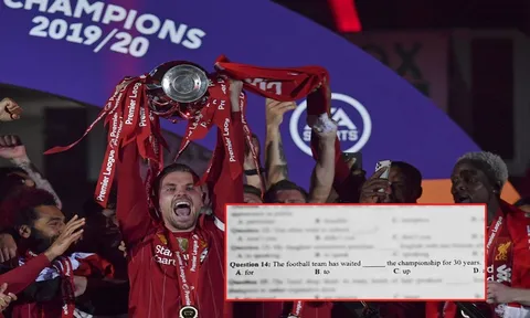 Vô địch Ngoại hạng Anh, The Kop vẫn bị "troll" ở đề thi THPT 2020