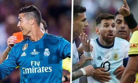 Ai nhận nhiều thẻ đỏ hơn trong sự nghiệp: Messi hay Ronaldo?