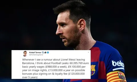 Lộ mức lương và lót tay siêu khủng của Messi nếu rời Barca
