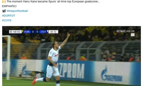 Bắn hạ Dortmund, Kane sánh vai Rô "béo" và nâng tầm lịch sử Spurs