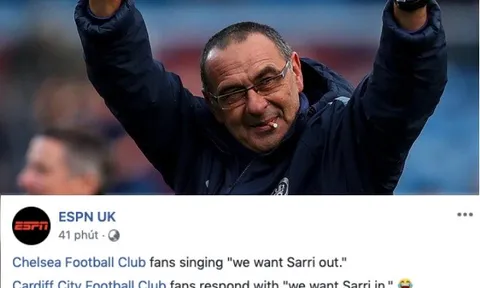 Fan Chelsea đòi sa thải Sarri, NHM Cardiff trả lời đầy bất ngờ!