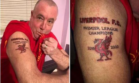 Đã có NHM xăm dòng 'Liverpool vô địch Premier League 2019/2020'