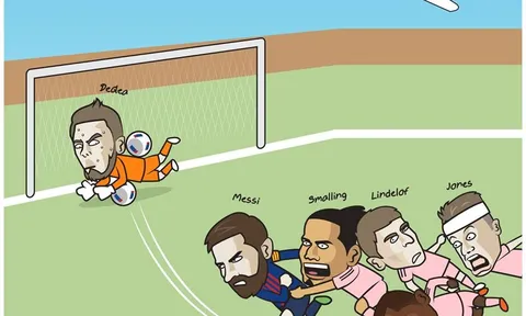 Biếm họa: 'Thánh Tôn' cóng trước 'Chúa'; Van Dijk nốc ao Messi