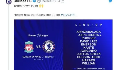 Nhìn đội hình ra sân, NHM Chelsea quên cả Higuain lẫn Giroud