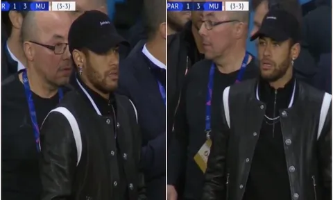 Neymar phản ứng không thể tin nổi khi Man Utd hạ sát PSG