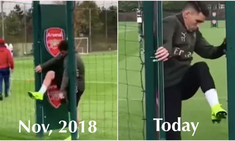 Lucas Torreira "gây mê" với hành động kỳ quặc trên sân tập Arsenal