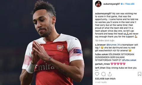 Aubameyang nói gì sau khi bỏ lỡ phạt đền?