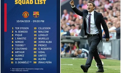 NÓNG: Barca công bố đội hình 22 cầu thủ tiếp đón Man Utd