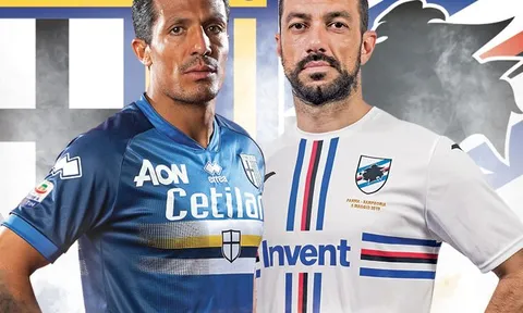 Parma và Sampdoria mặc áo "mashup" khi gặp nhau