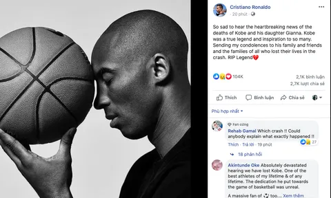 Ronaldo, Messi và loạt sao bàng hoàng khi Kobe Bryant tử nạn