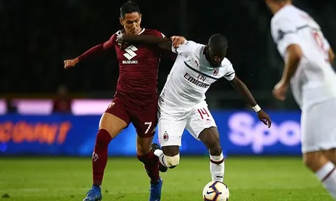Thất bại trước Torino, AC Milan bị đánh văng khỏi top 4