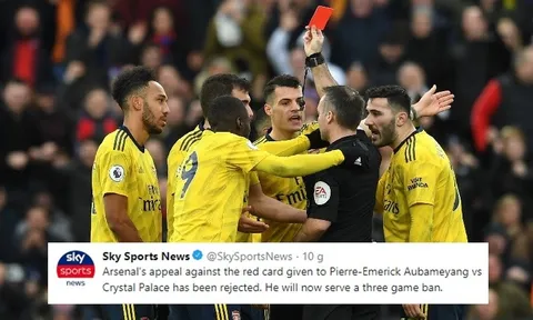 Arsenal kháng cáo bất thành, Aubameyang chính thức nghỉ 3 trận