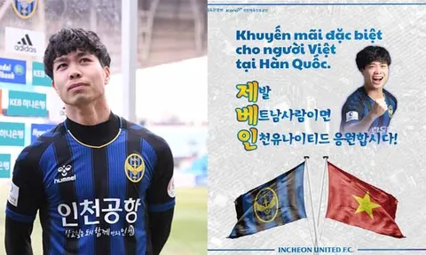 Vì Công Phượng, Incheon United "chơi lớn" với CĐV Việt Nam
