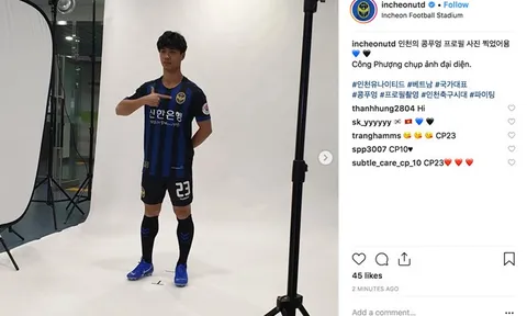 Công Phượng hóm hỉnh trong ngày chụp ảnh chuẩn bị cho K-League của Incheon