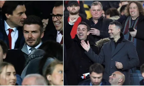 Beck nghiêm nghị, Giggs, Neville hồ hởi trên khán đài Old Trafford