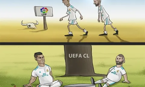 Biếm họa Ronaldo, Benzema no lặc lè sau khi đánh chén APOEL