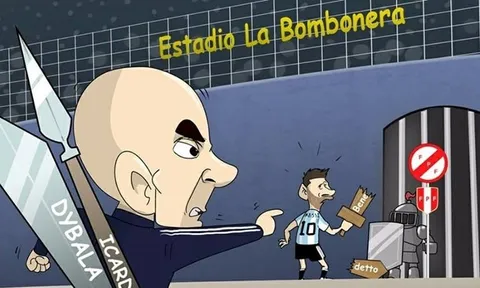 Biếm hoạ Messi bó tay với cách điều quân của Sampaoli