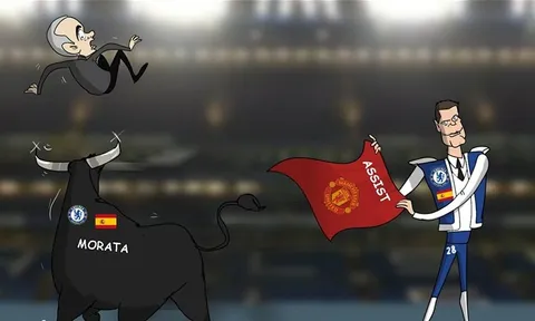 Biếm họa: Mourinho bị chú bò Morata húc bay, Wenger không cản nổi 'tàu cao tốc Man City