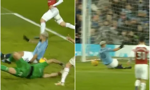 Bóng đã chạm tay Aguero trước khi đi vào lưới Arsenal?