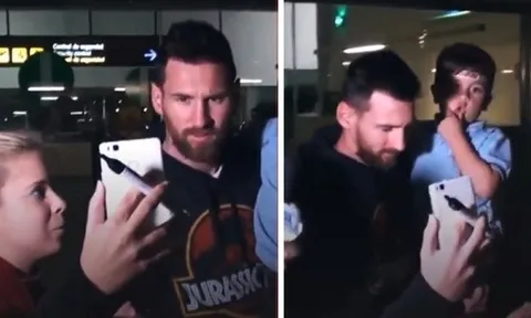 Con trai Messi 'đốn tim' fan hâm mộ tại sân bay
