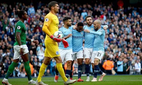 Đánh bại Brighton, Man City nới rộng khoảng cánh với M.U lên thành 9 điểm