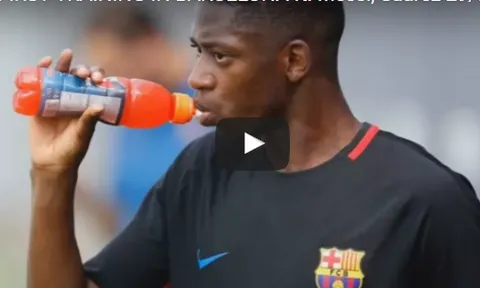 Dembele tập luyện cực kỳ hăng say bên cạnh Messi, Suarez
