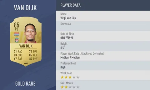 CĐV Liverpool sốc khi thấy chỉ số của Van Dijk trong FIFA 19
