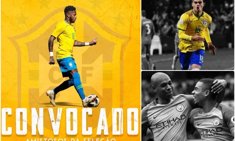 ĐT Brazil triệu tập đội hình: Man Utd 2, Man City 0